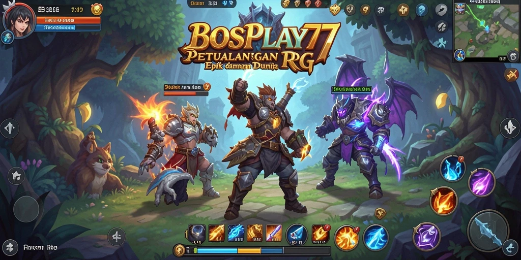 Tangkapan layar BOSPLAY77 menampilkan pertempuran intens dalam dunia RPG.