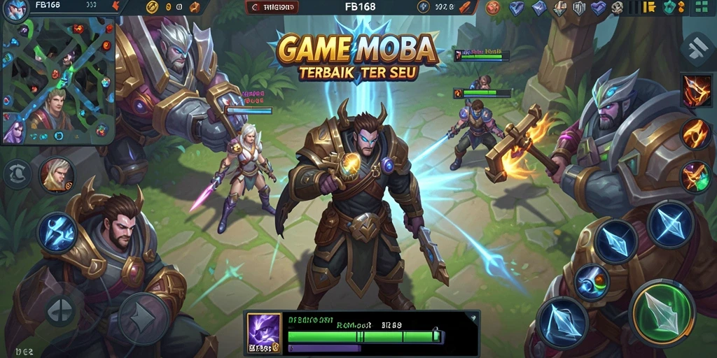 Screenshot main FB168 dengan aksi pertarungan seru MOBA.