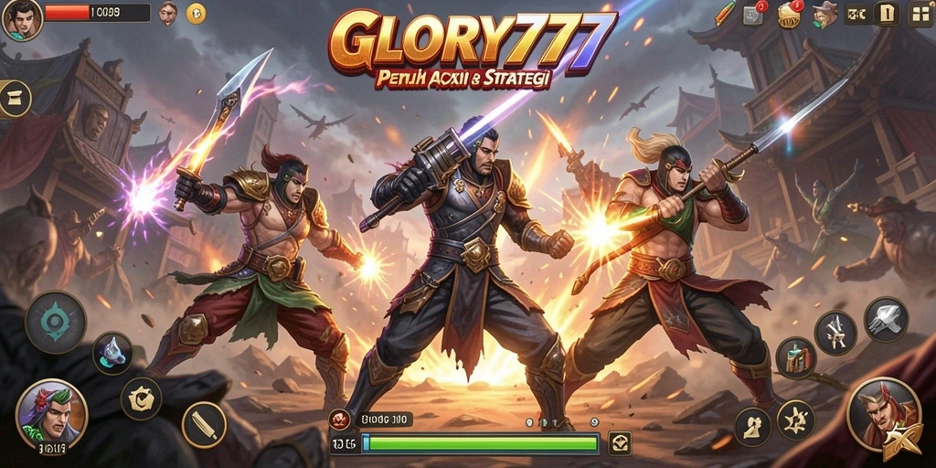 Screenshot gameplay GLORY777 menampilkan aksi pertarungan yang mendebarkan.