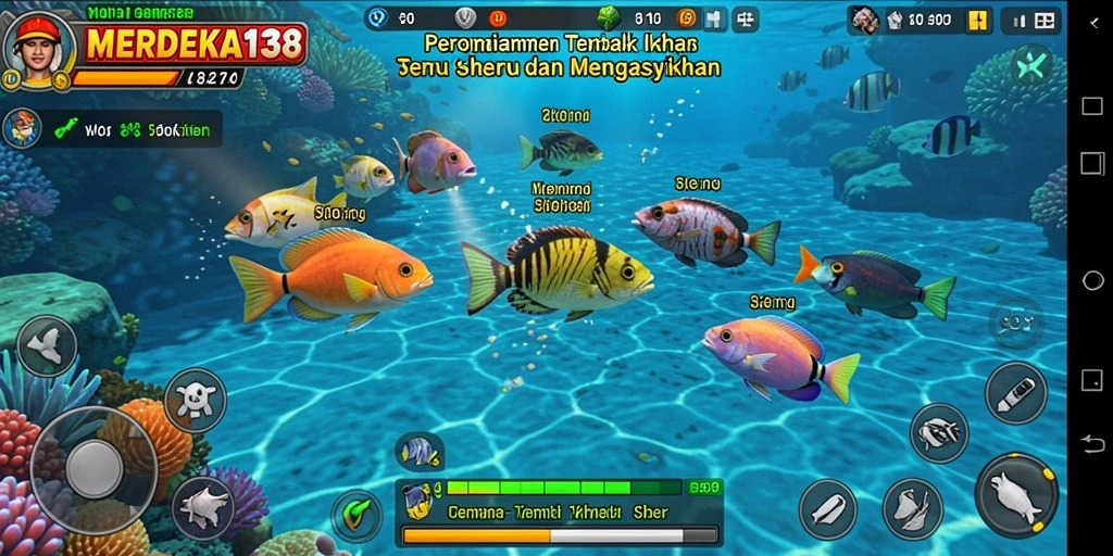 Screenshot dari gameplay seru Tembak Ikan di MERDEKA138.