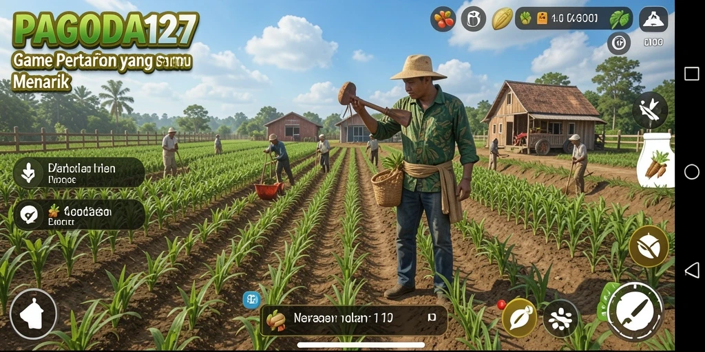 Tampilan gameplay PAGODA127 yang memukau dengan aktivitas bertani.
