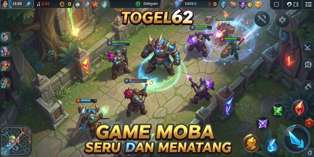 Tampilan gameplay TOGEL62 dengan aksi MOBA yang mendebarkan.