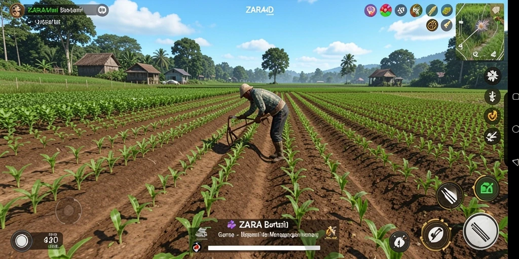 Tampilan gameplay ZARA4D yang menarik saat mengelola lahan pertanian.