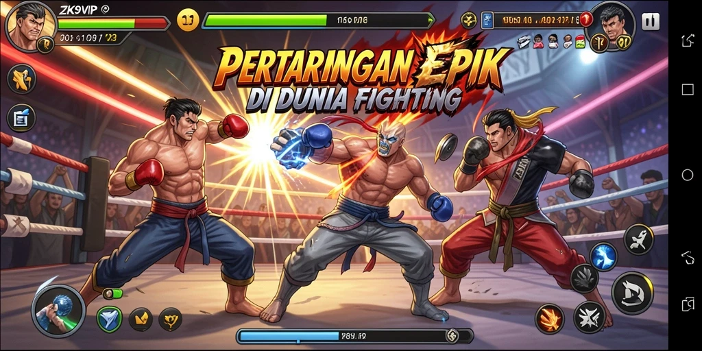 Screenshot ZK9VIP yang menampilkan aksi pertarungan yang seru.